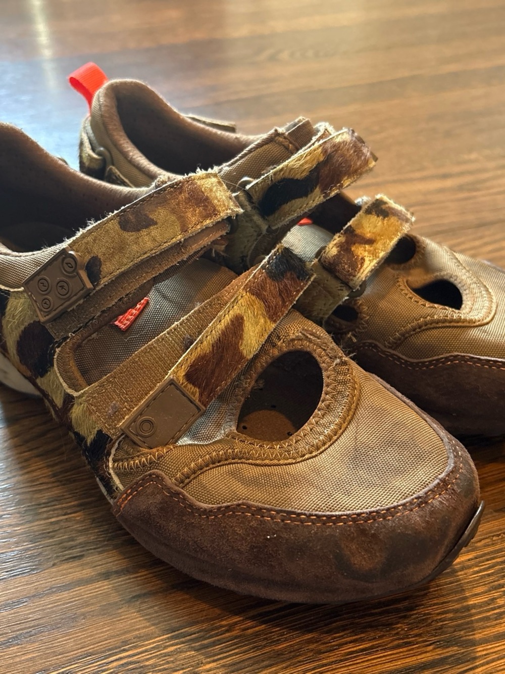 DKNYC Brown and Tan Camouflage Strap Sneakers